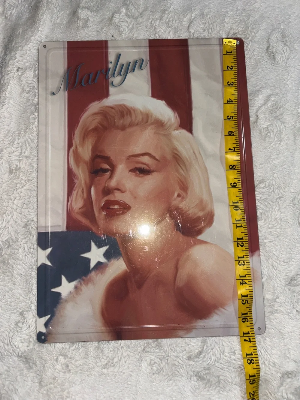 Marilyn Vintage Glam Metal Wall Sign - Red, Blue, White